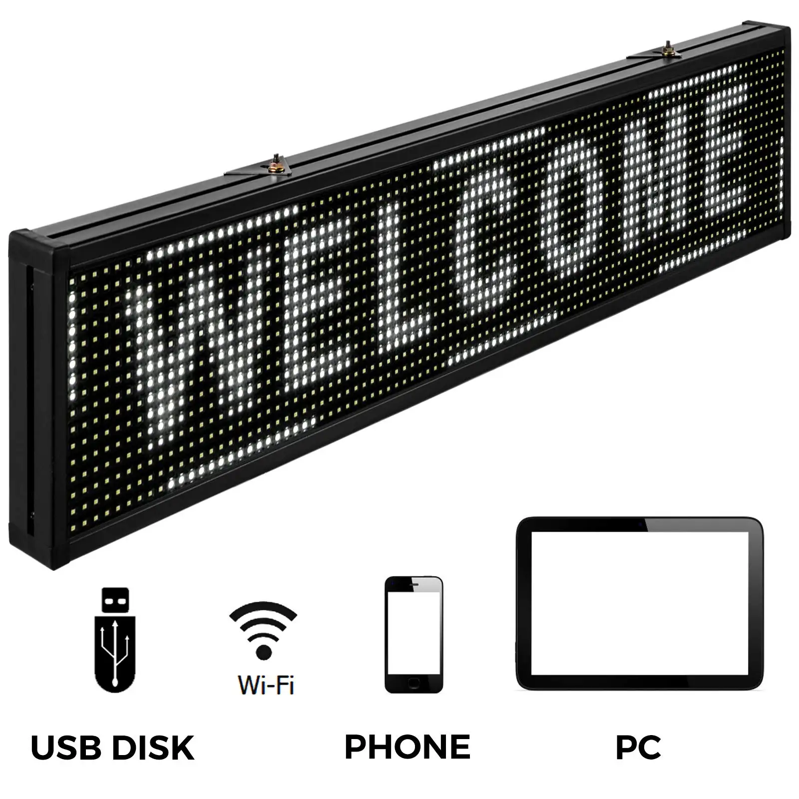  Led Sign 38 x 6.5 Inch Digital 96 16 HD Resolution White P10 Indoor Message Board Display