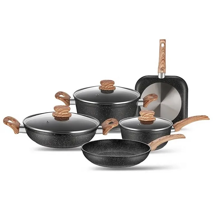 Forged Aluminium Pot Set Non Stick Saucepan Granite Cookware Sets For Home Kitchen Restaurant Cooking