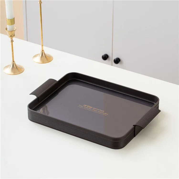 Custom high quality modern perfume vanity table home decor mirror serving trays luxury china tray with handles