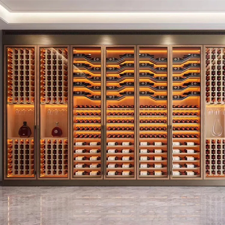 Custom wine display cellar air conditioner temperature control stainless wine cabinet