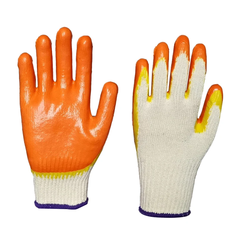 Cheap High Quality Safety Hand Protective Wholesale Yellow Latex Wrinkled Coated Gloves for Work Construction