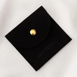 Custom  Khaki Microfiber Jewelry Pouches , Jewelry Packaging Button Bags, Handmade Round Jewelry Pouch with Logo