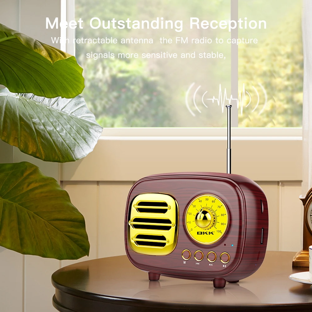 Best Price Vintage Am Fm Radio Speaker Bluetooth with USB  MP3 Player  Portable Wooden Classic Radio Retro Radio FM
