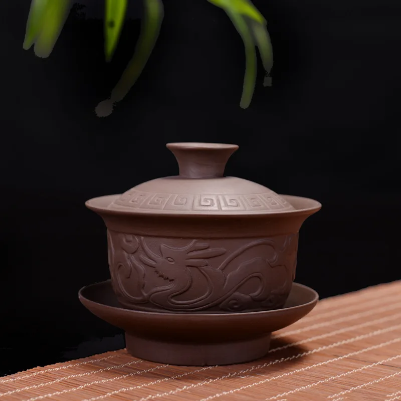 Набор чайных чашек из фиолетовой глины Gaiwan китайский керамический набор для чая чашка с крышкой блюдце китайская чаши посуда напитков