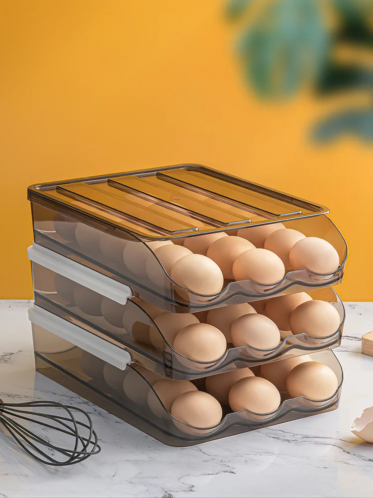 PET egg storage box refrigerator modern chicken grid drawer type egg storage boxs & bins egg storage plastic