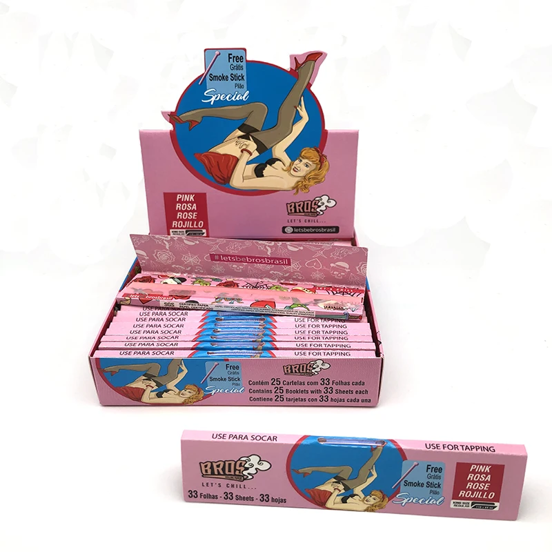 bros pure pink cigarette rolling paper 33 leaves tobacco rolling paper