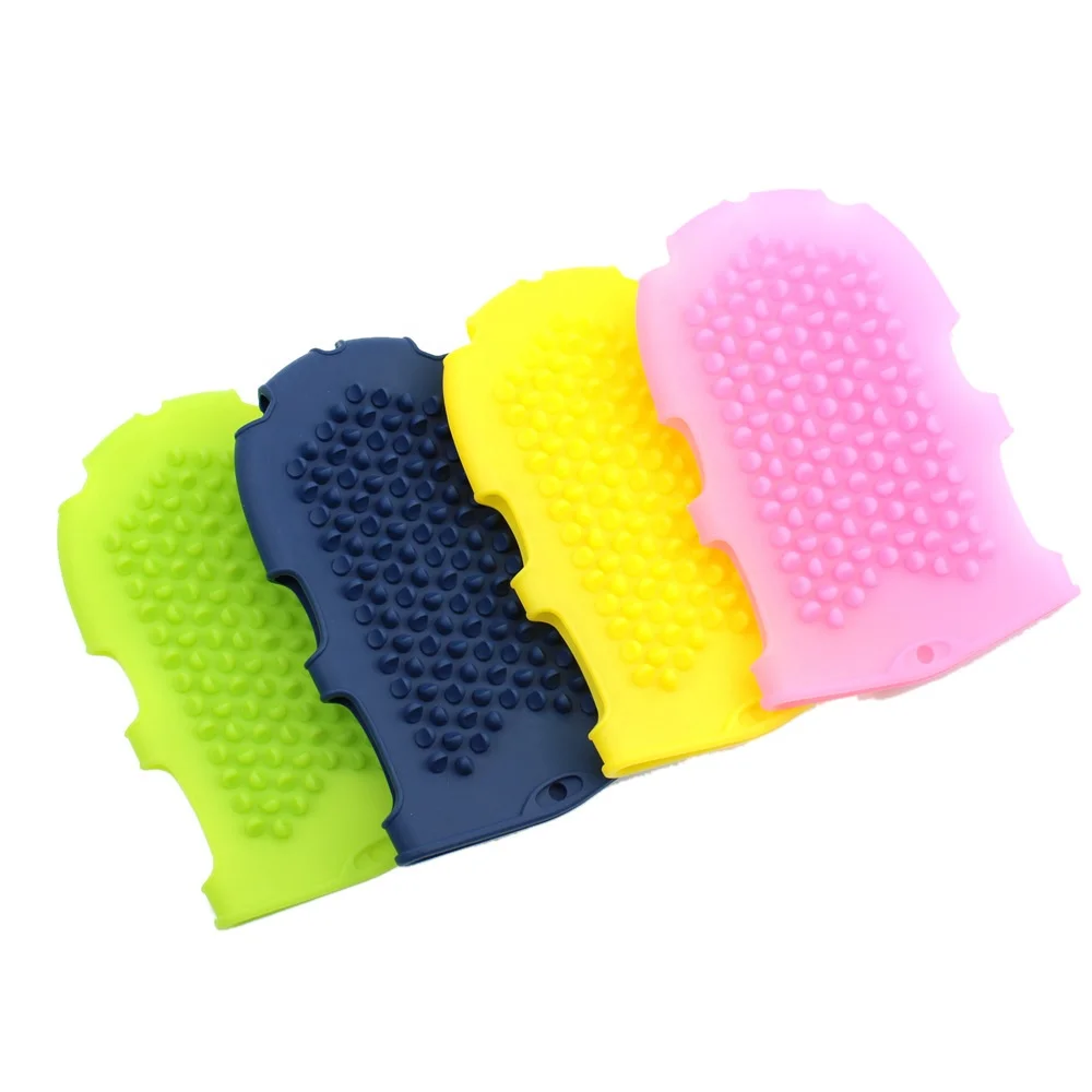 Double-sided Silicone Bath Brush Toddler Bath Mitten Exfoliating Body Brush Body Wash Scrubber Shower Glove Essential Oil Brush