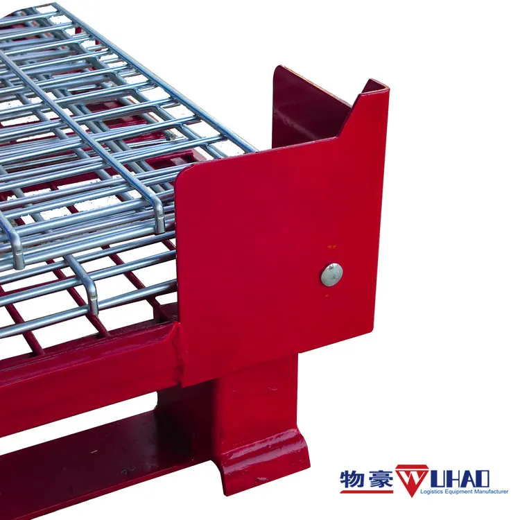 Heavy duty warehouse wire cage with pallet,Industrial Folding Wire Mesh Pallet Storage Box