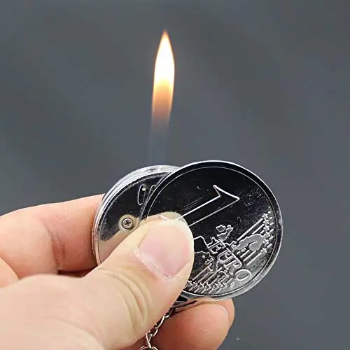 Lighters Creative Compact Butane Lighter Gas Lighter Inflated Gas Jet Pendant Coin Bar One Dollar Metal Gift Keychain Key Chain