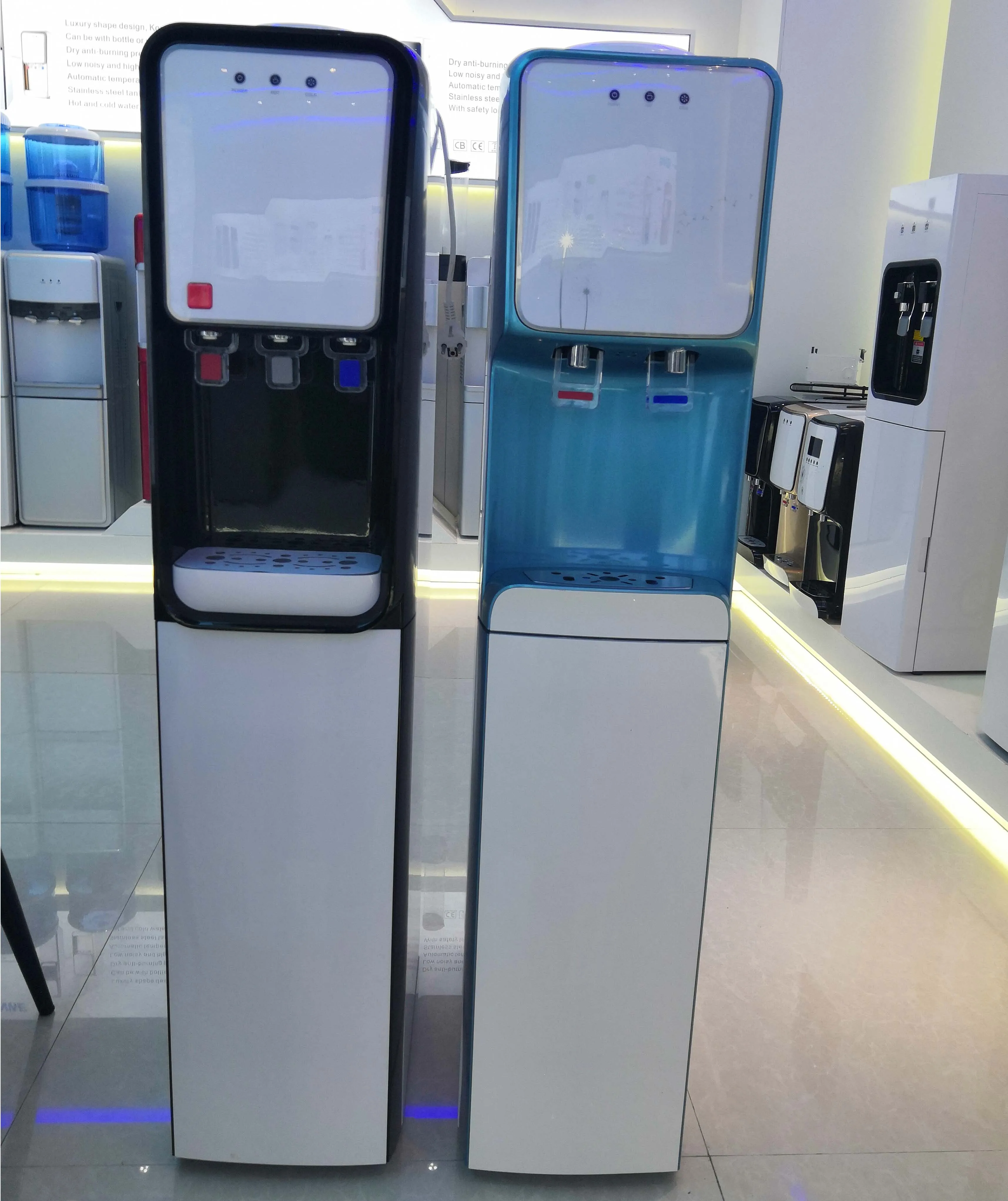 compressor cooling standing water dispenser with hot and cold water