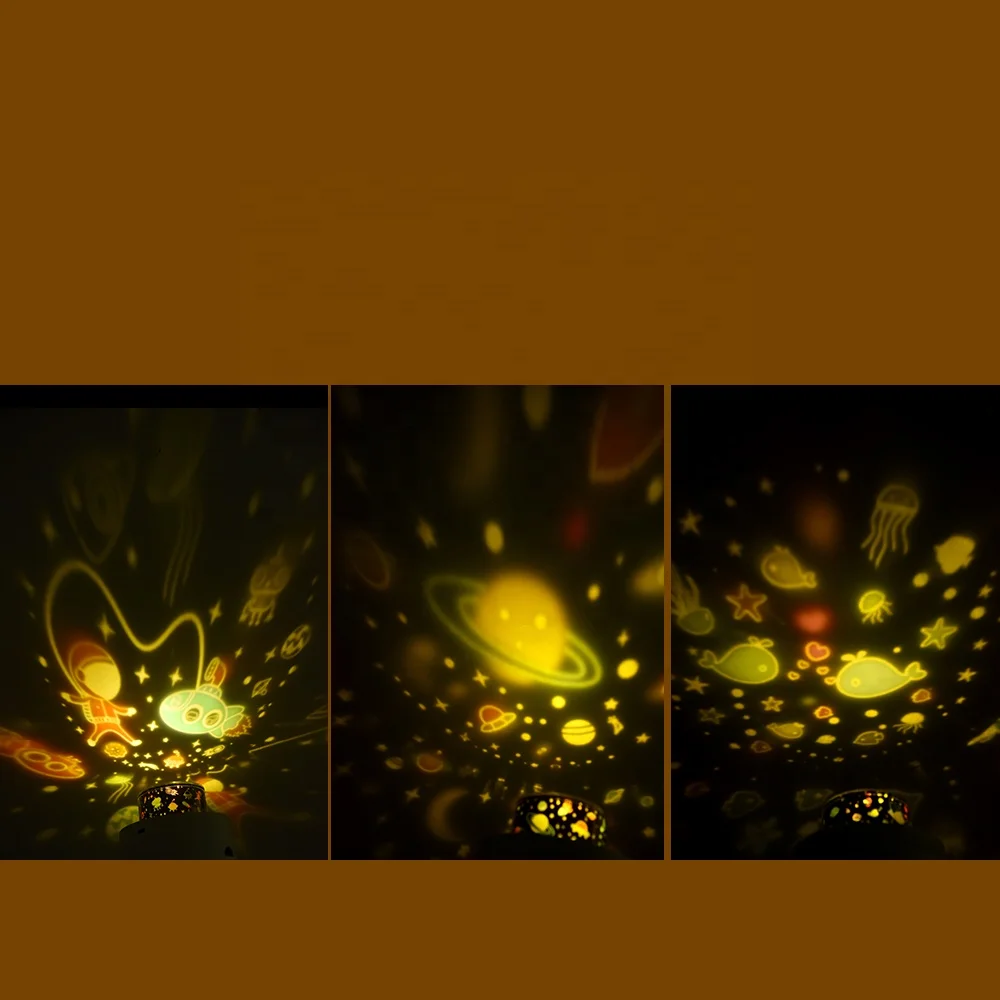 360 Degree Atmosphere Night Lamp Baby Girls Bedroom Decor Kids Night Light  Projector Star LED Nightlight