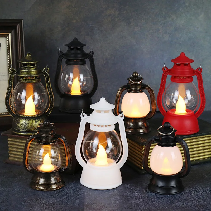 Factory Retro small oil lamp LED portable small lantern antique kerosene Night Light for home garden decoration