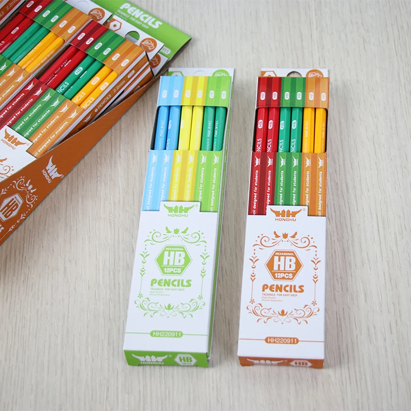 Bending Stationery Soft flame HB Pencil with Eraser Flexible Soft New Folding for Children packing Deformation Colorful Stripe
