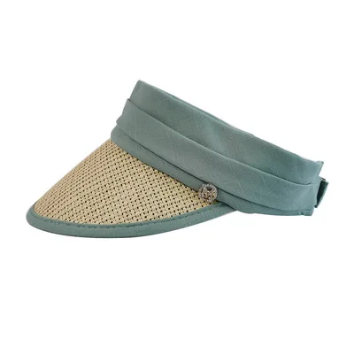 2023 Summer Outdoors Travelling Ladies Paper Adjustable Visor Hat Stylish Wide Brim Beach Straw Hats Sun Hat For Women