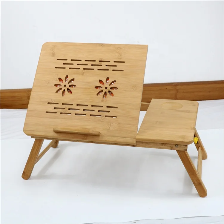 Factory price eco friendly laptop study bed desk adjustable bamboo folding laptop table