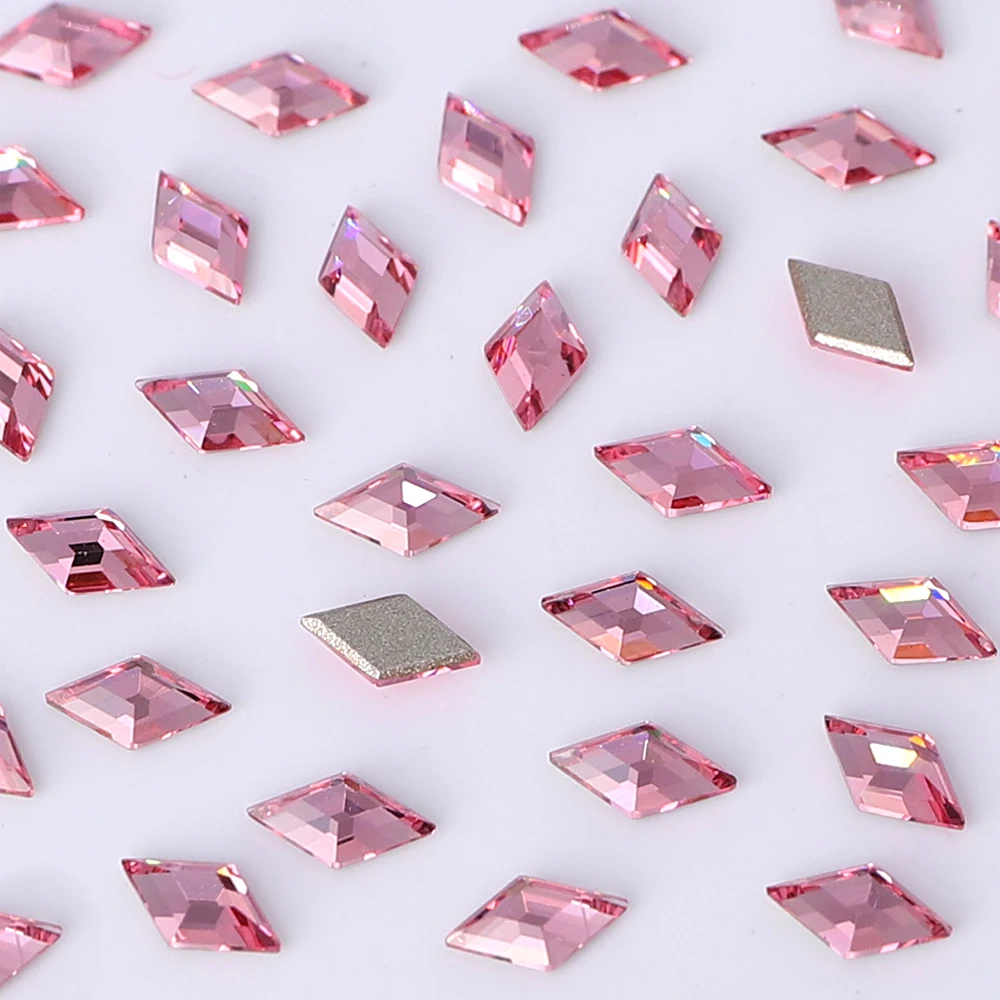 2024 Latest Fashion Factory Direct Wholesale Rhombic Eco-friendly Materials Glistening Glass Bevel Rhinestones For Nail Art