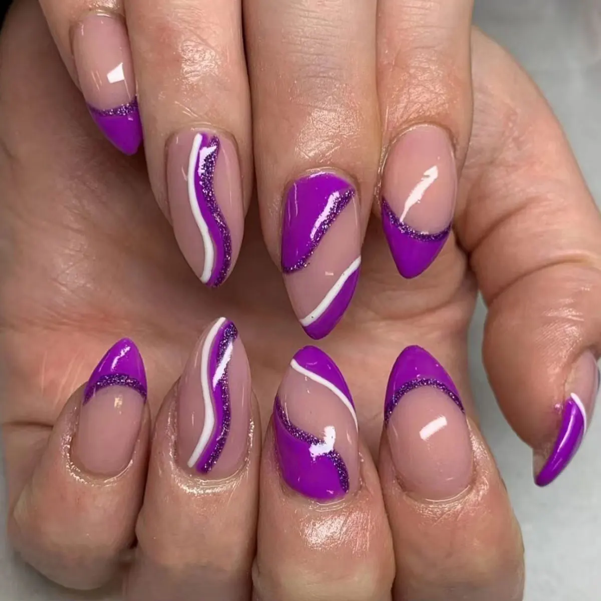 Wholesale butterfly Ballerina Fake Nails Tips Gradient Glitter Press On Nails