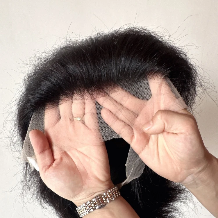 Natural Pre plucked short human hair full lace wig for braiding