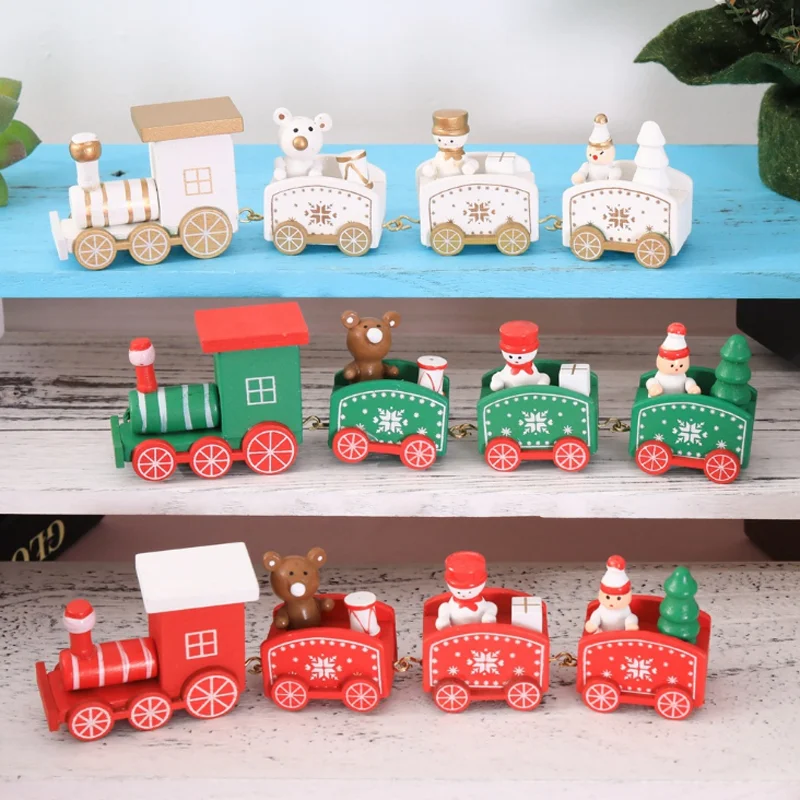 
Wooden Christmas Train Festival Gifts for New Year Children Toys Xmas Decoration 