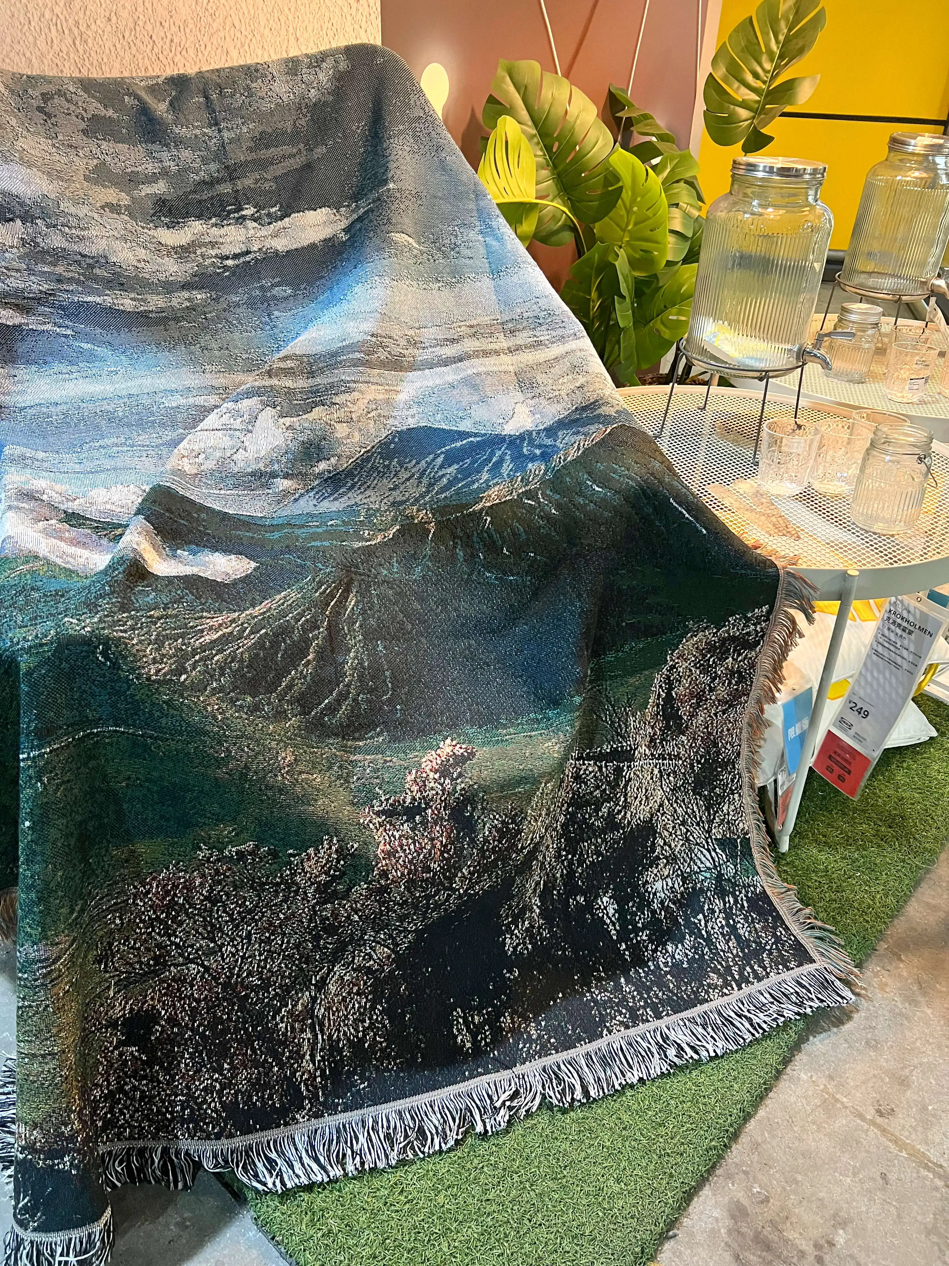 Hot Durable Woven Jacquard Sofa Cover Blanket Noval Scenery Design Polyester&cotton Sofa Blanket Decor Blanket Picnic Cloth