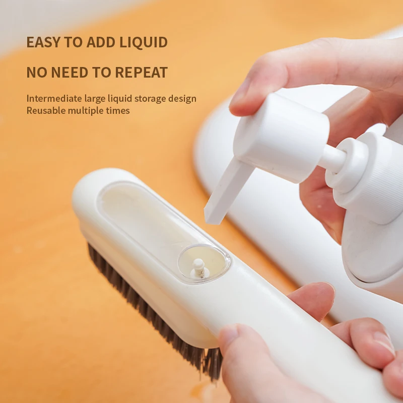 Multifunctional Household Durable Long Handle Soft Bristled Liquid Shoe Brush with Soap Dispenser