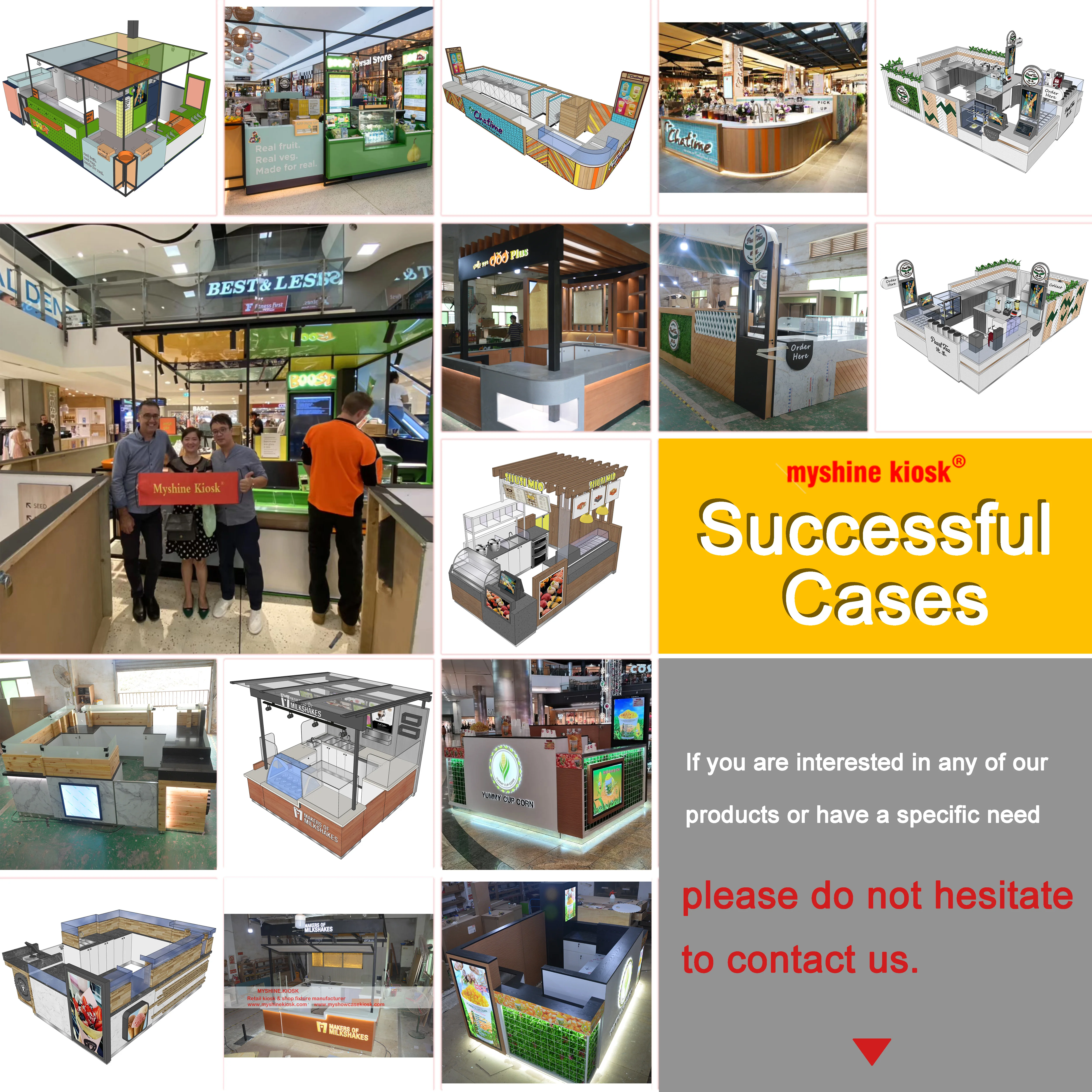 Custom food kiosk design ice cream kiosk for shopping mall