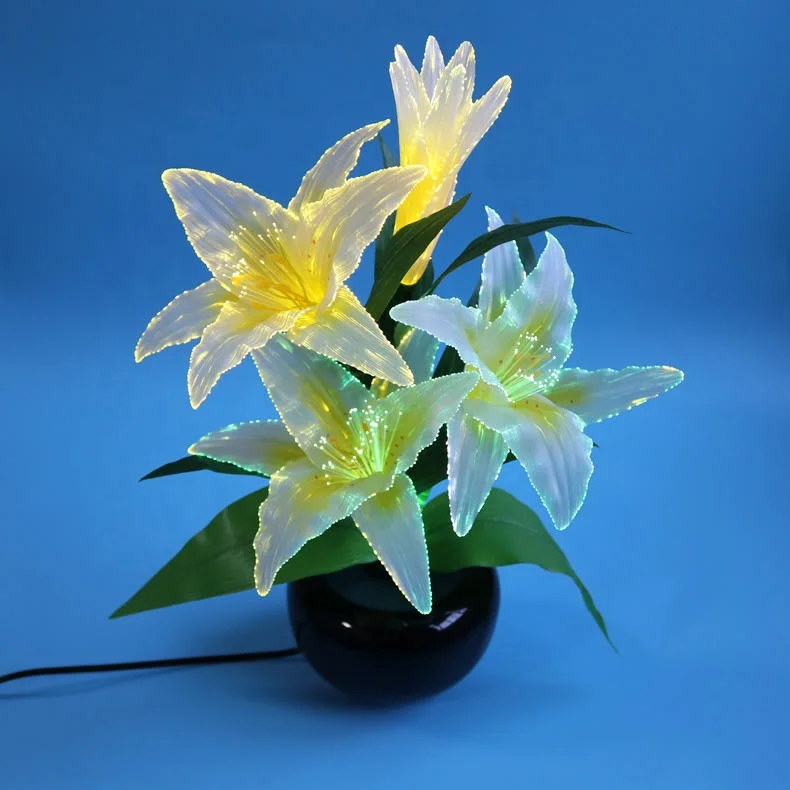China Factory Artificial Colorful Led Fiber Optic Silk Flower