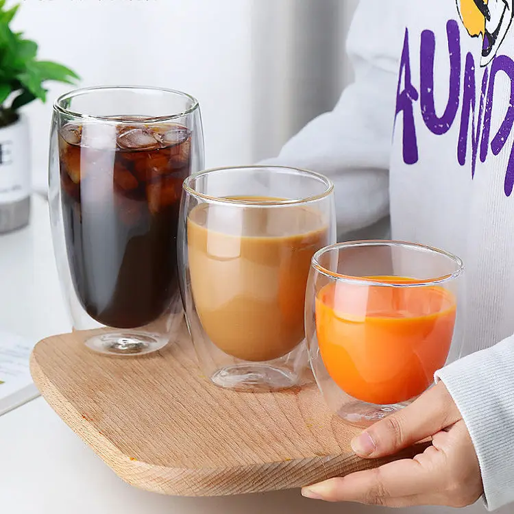 Egg Mug Borosilicate Juice Water Milk Tea Drink Double Wall Glass Coffee Cup Insulated Tumbler