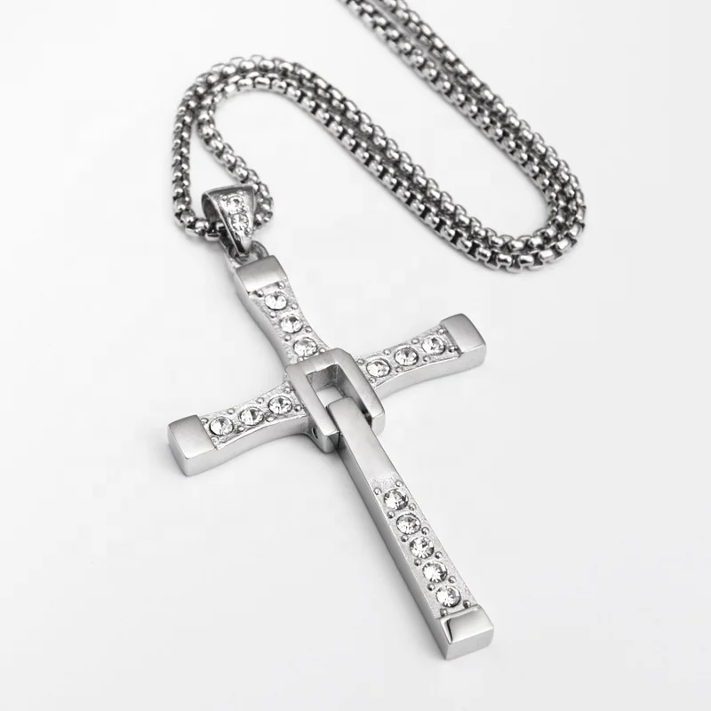 New hip-hop personality fashion cross stainless steel necklace accessories for men and women