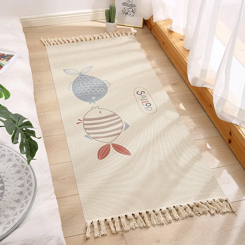 
i@home decorative plat nordic style linen woven indoor rug cartoon 3d floor mats for home 