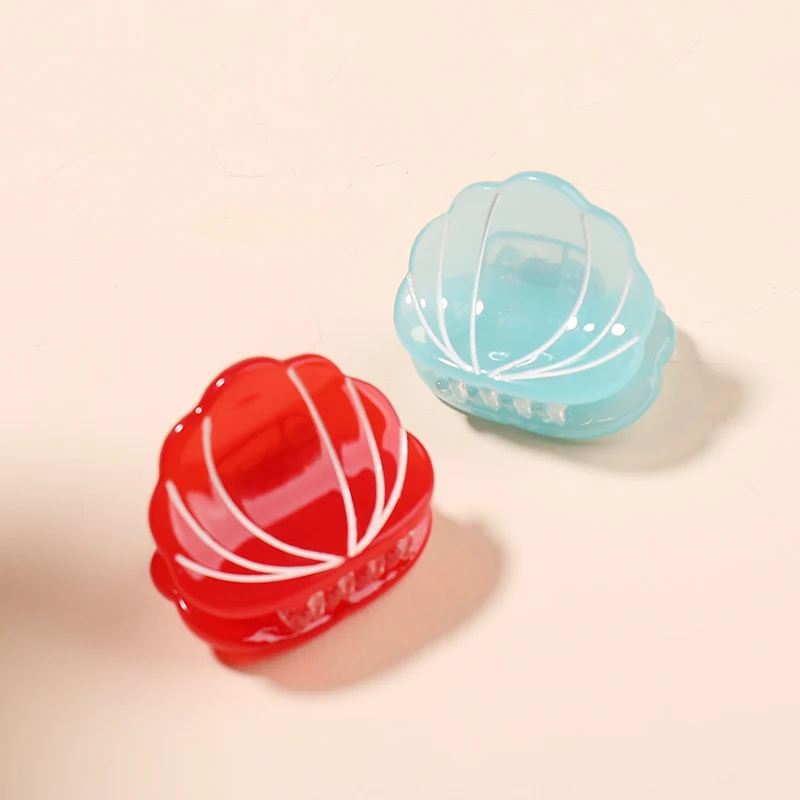 Mi Dairy kawai japan cartoon custom high quality  sea shell shape acetate candy color hair clips for girls kids