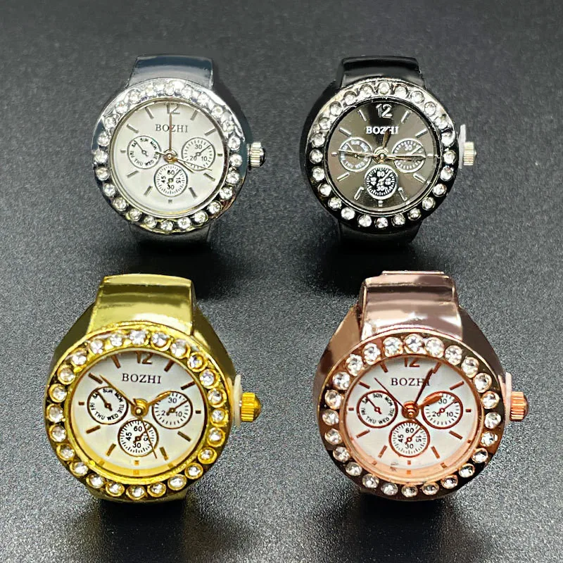 Fashion New Design Unisex Ladies Round Elastic Quartz Finger ring gift for girls luxury watch with ring girl finger