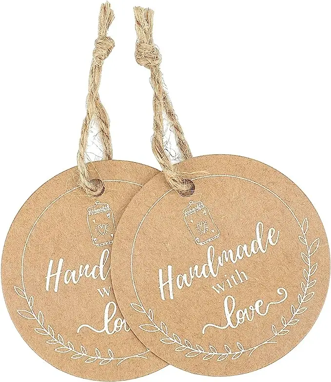 Kraft Paper Tags 100 pcs Heart Kraft Paper Gift Tags Craft Hang Tags with Free 100 Root Natural Jute Twine for Gifts
