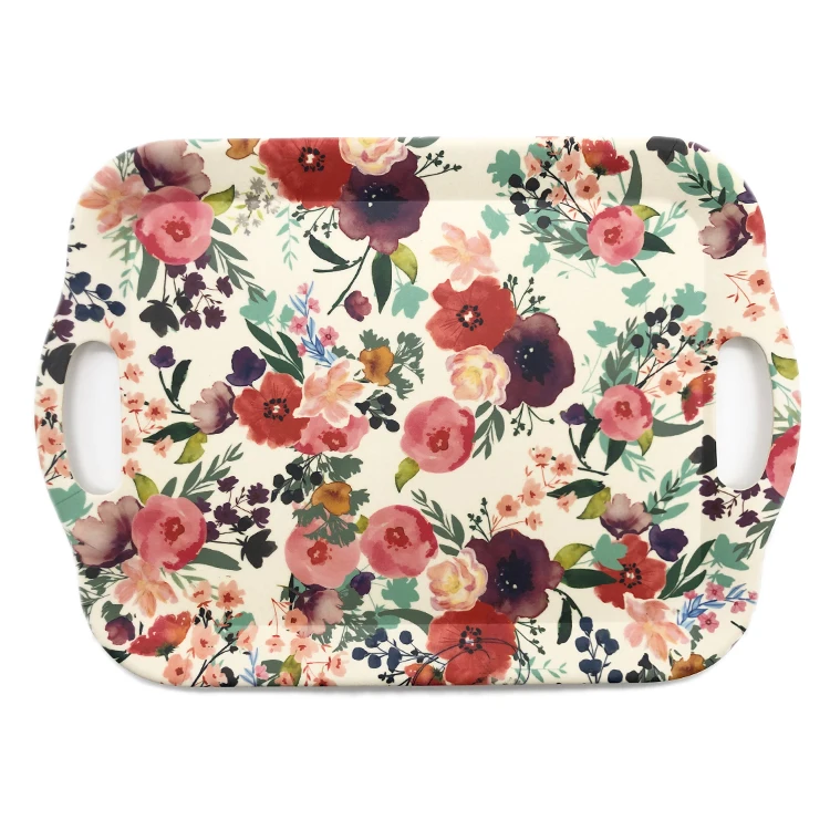 
2020 Eco friendly bamboo fiber tabletop dinnerware serving tray 