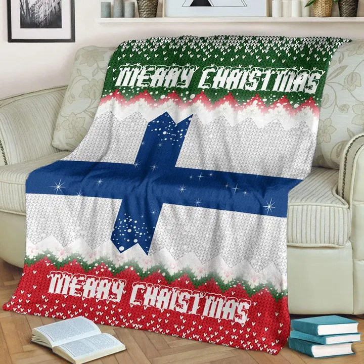 Custom Manufacturers Wholesale Polyester Finland Flag Flannel Blanket Adult Sofa Office Knitted Blanket Custom Throw Blankets