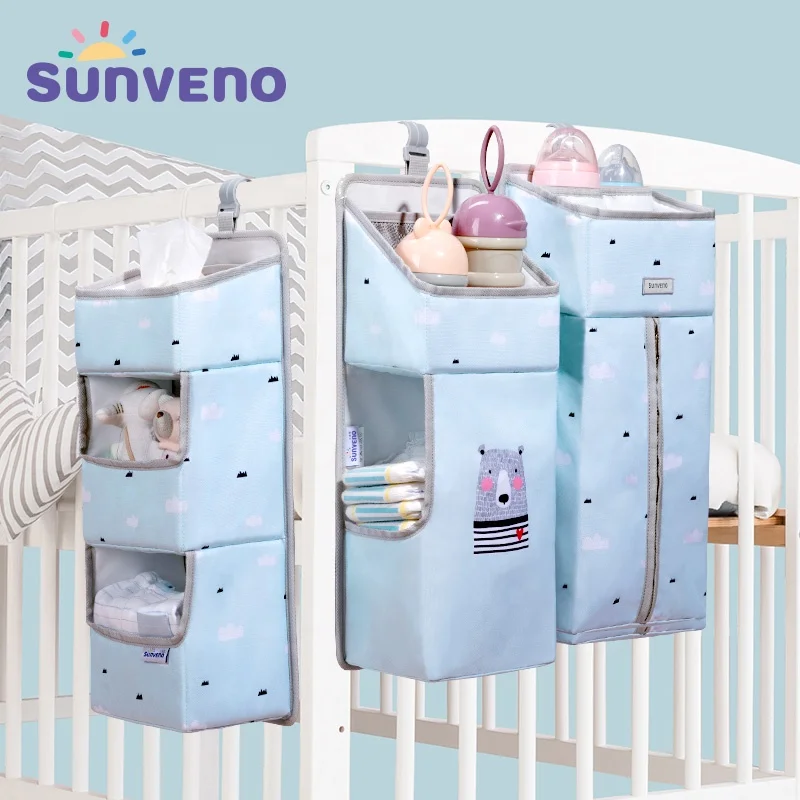 
SUNVENO Portable Baby Crib Organizer Bed Hanging Bag for Baby Essentials Diaper Storage Cradle Bag Bedding Set 