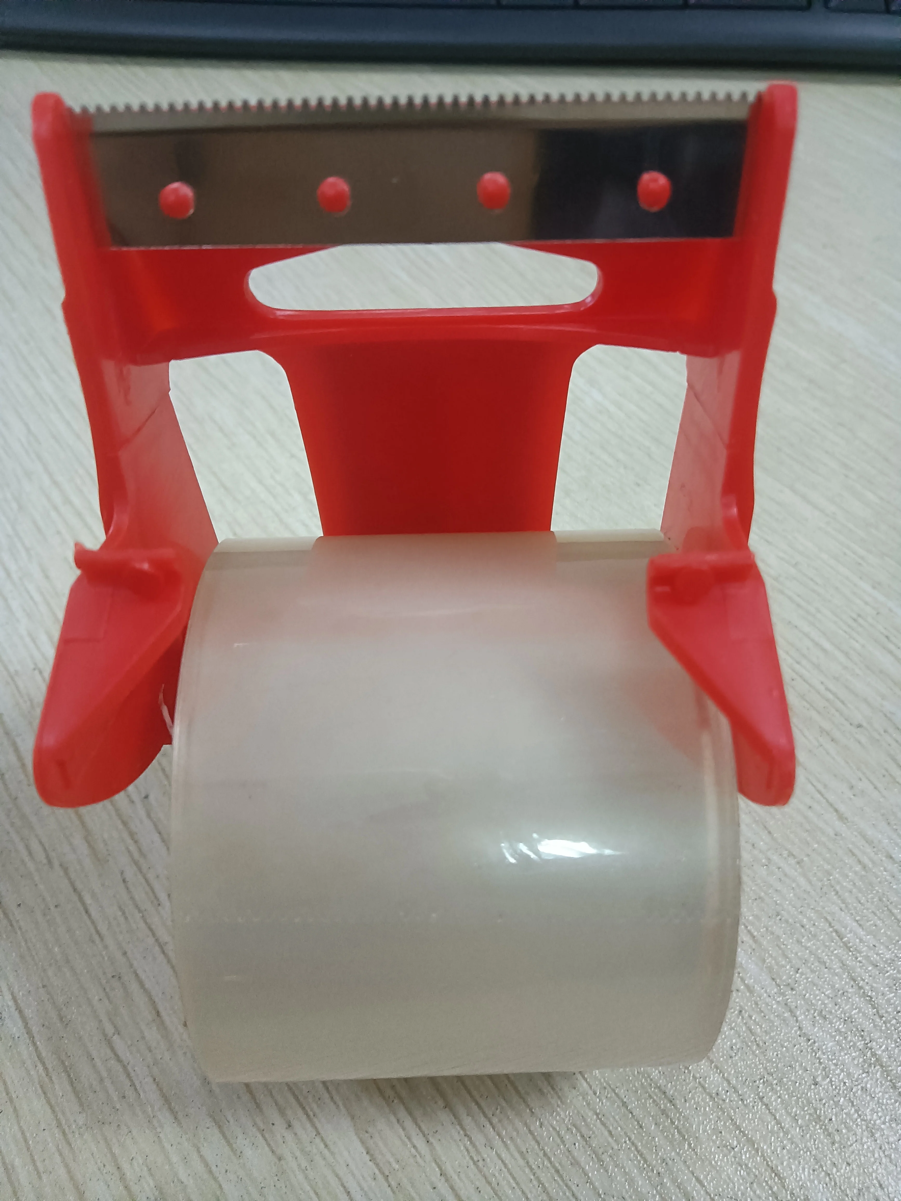 Wholesale Simple 1.5 Inch Red Plastic convenient Packaging Tape Dispenser With Tape Roll for Carton Sealing