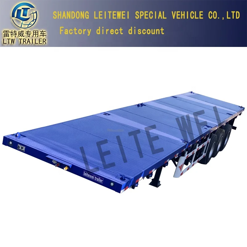 3 Axle 20FT Shipping Container Container Flatbed Semi Truck Flatbed Trailer With Bolster Trailers with Trailer Gear For Sale