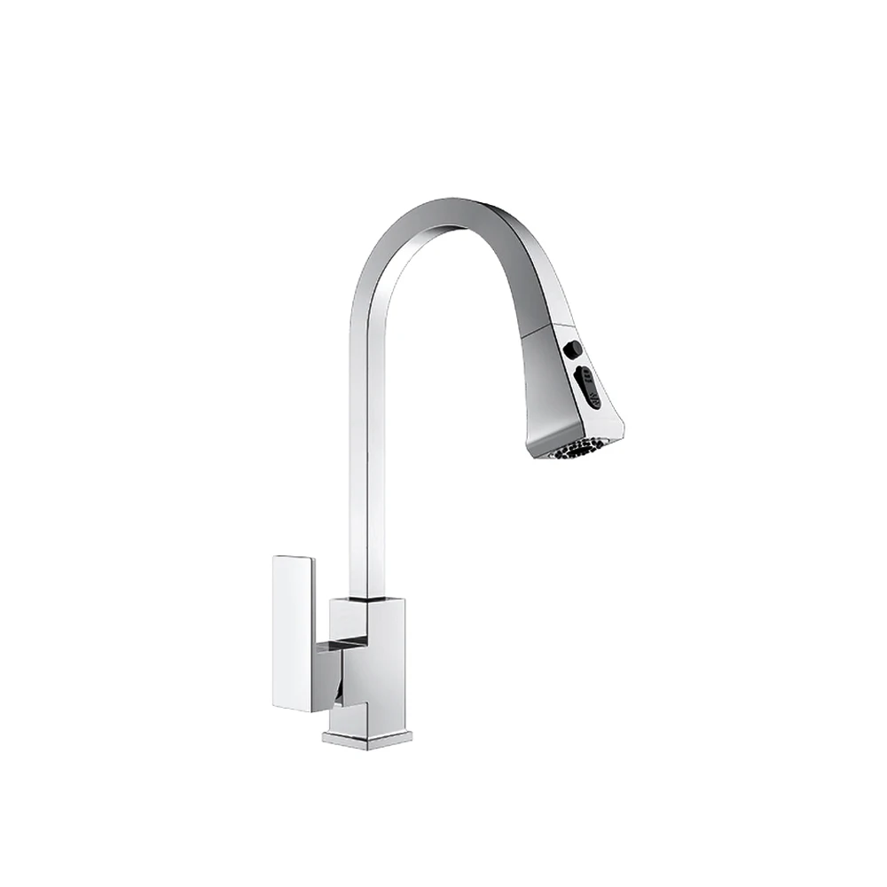 Kaiping Modern design kitchen mixer brass singe lever chrome square sink faucet hot and cold water kitchen sink tap