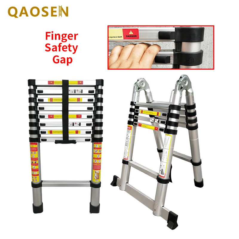 Ladder with Finger Safety Gap Telescopic Ladder 2 IN 1 Multipurpose Ladder Straight Stairs