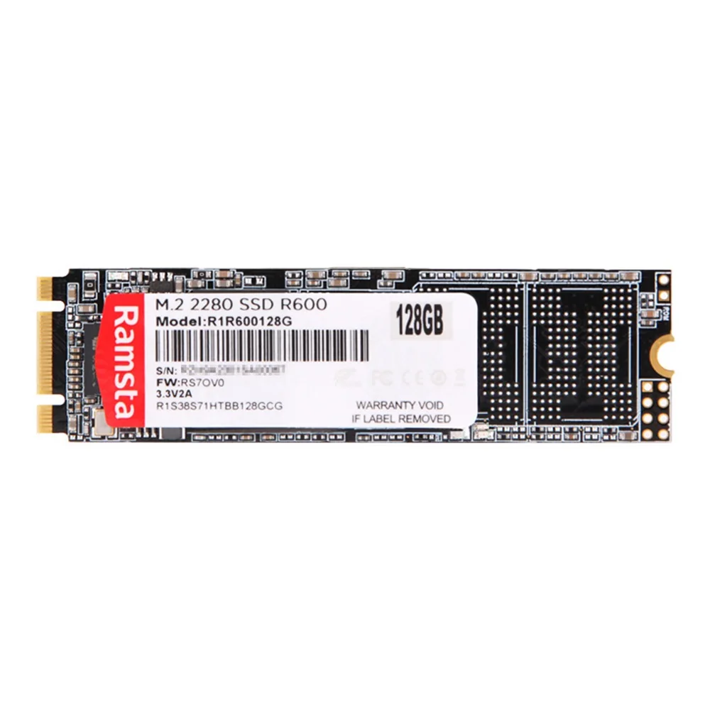 Ramsta M2 SSD 128 ГБ 3D NAND MLC / TLC SATA III 6 ГБ/сек. M.2 2280 мм Внутренний твердотельный накопитель (SSD) 128