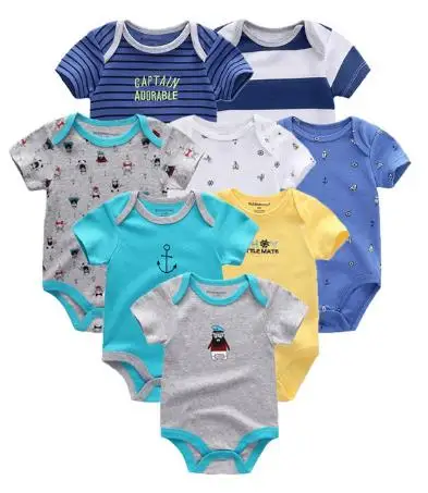 8 PCS/LOT Short Sleeve Baby Rompers 100%Cotton overalls Newborn clothes Roupas de bebe boys girls jumpsuit&clothing