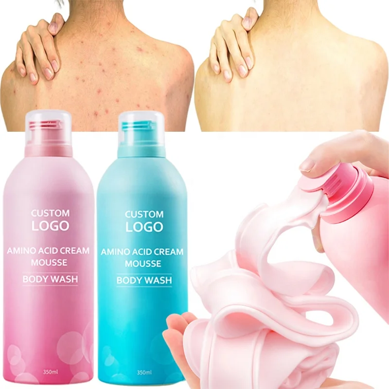 Wholesale Bath Foaming Mousse Bubble Body Wash Gel Skin Lightening Cleaning Acne Whitening Amino Acid Shower Gel