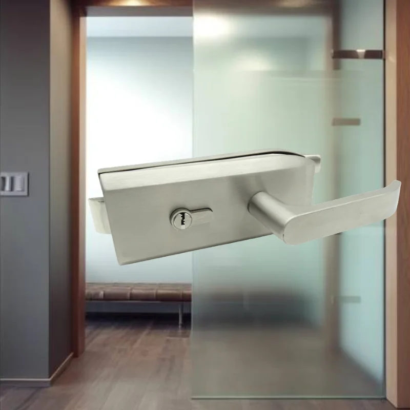 Kensharp Double Sided Key Mortise Locks Handle Tempered Push Glass Door Lock For Glass Sliding Door