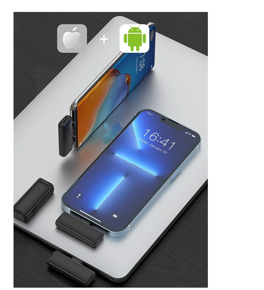 Professional High Quality Small Mic 2.4G Dual Wireless Lavalier Microphone Wireless Microphones for iphone video recording