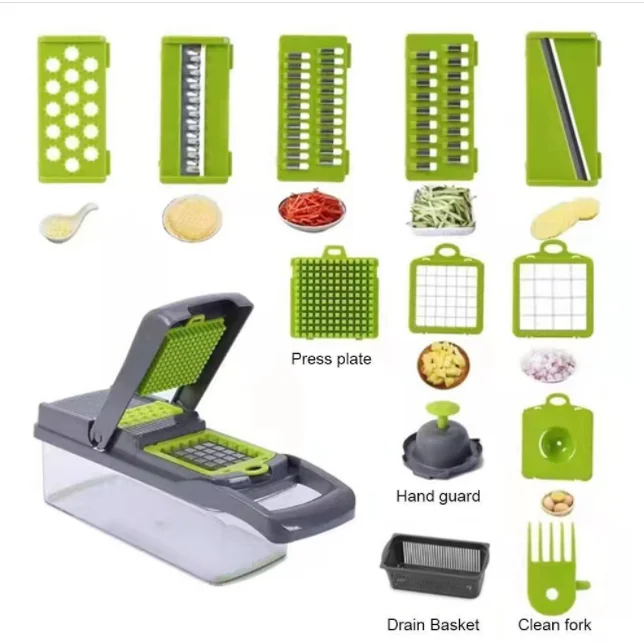 New Arrival 15-in-1 Handheld Kitchen Tool Multifunctional Vegetable Chopper Onion and Potato Peeler Fruit Slicer