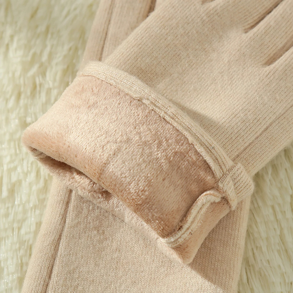 Autumn and winter warm cashmere Korean version of students outdoor cycling ladies gloves