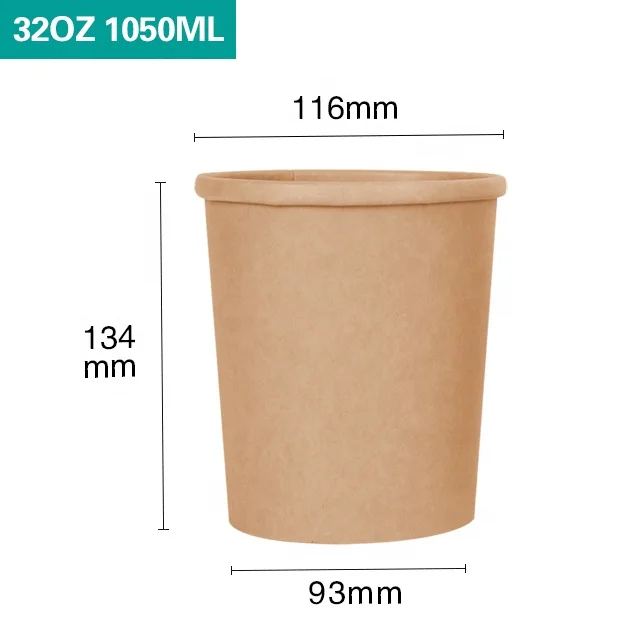
8oz12oz 16oz 26oz 32 oz soup paper cup disposable food containers biodegradable soup bowls hot soup paper bowl 