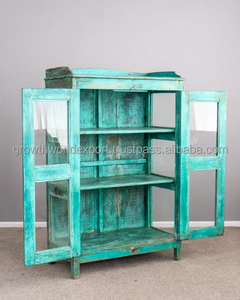 Antique Wooden Display Cabinet Handmade Solid Wooden Trending Wardrobes Reclaimed Wood Wardrobes Recycle Furniture Glass Door