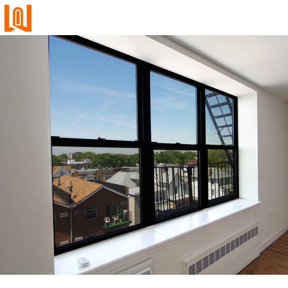 Aluminum Smart Electric Single Hung Glass Window Installation Energy Efficient Single Hung Window